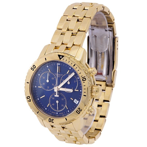 RELOGIO TISSOT PRS 200 CHRONOGRAPH BLU DIAL GOLD