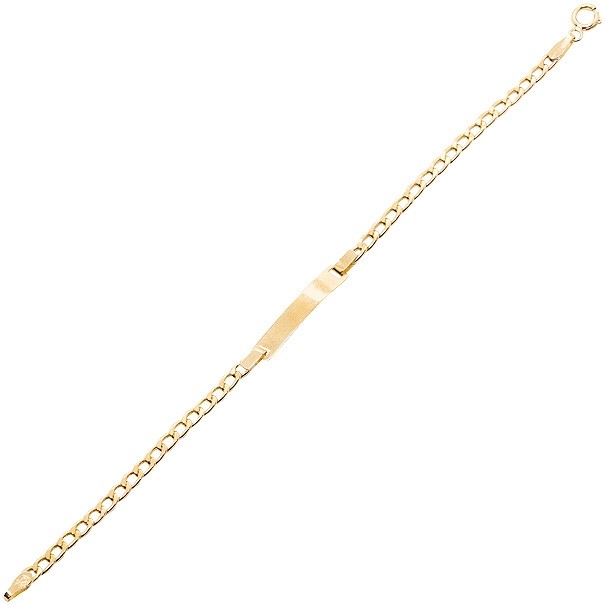 Pulseira em Ouro 18k Infantil Grumet 14cm Oca Com Chapa - 1.90g