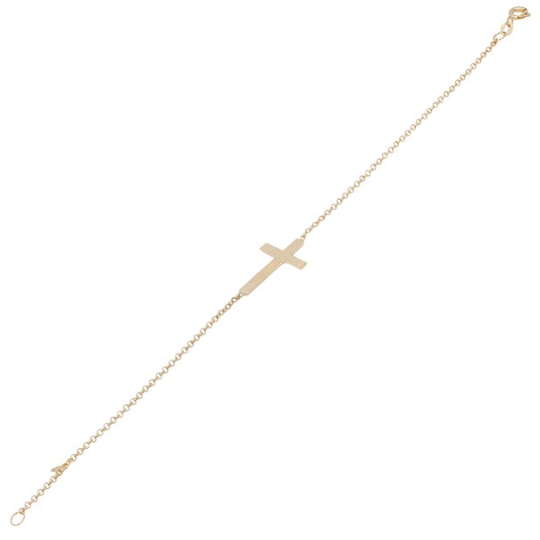 Pulseira Elo Português com Cruz Polida 18cm  - 1.70gr 