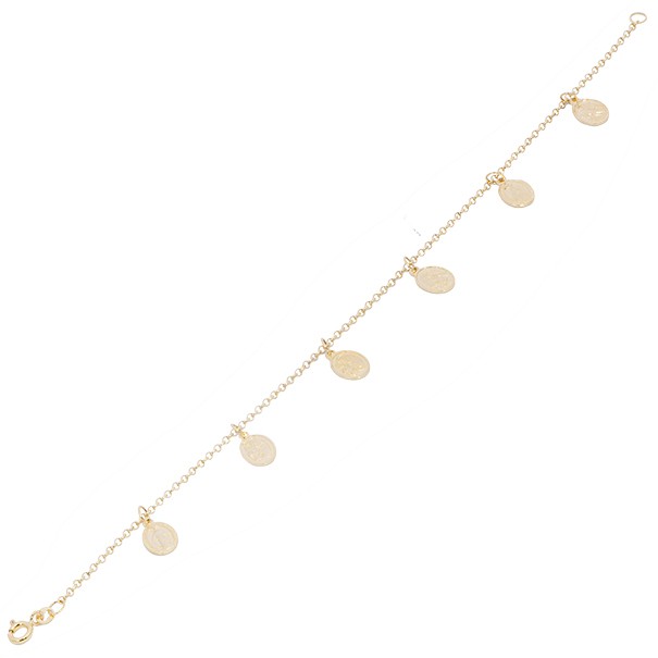 Pulseira Elo Português com Berloques Medalhas 18cm - 2.40g