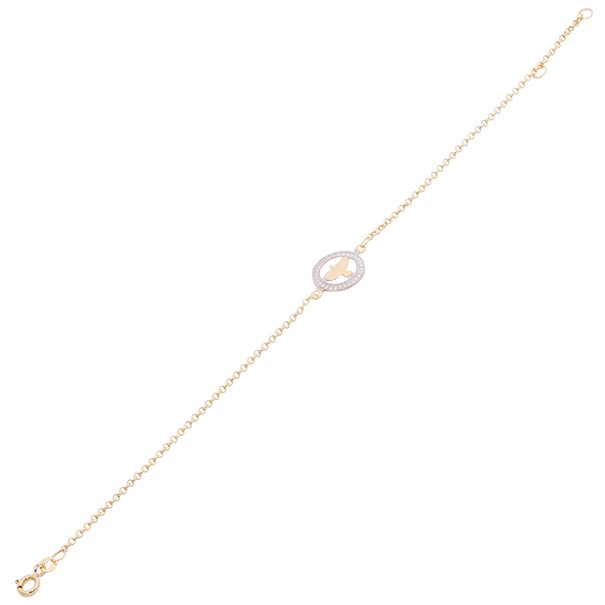 Pulseira Elo Português Espírito Santo Bicolor 18cm - 1.50gr