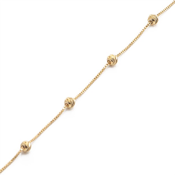 Pulseira Ouro Veneziana 18cm Com Bolinhas Diamantada - 1.20gr