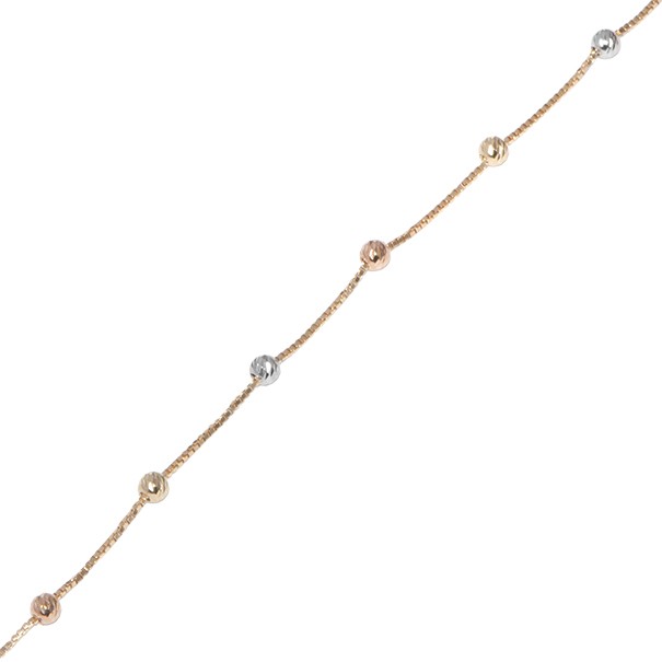 Pulseira 15cm veneziana com bolinhas diamantadas 1.00grs