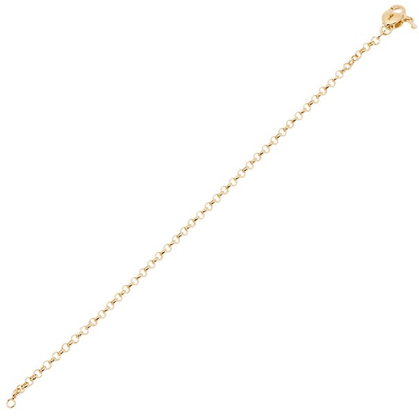 Pulseira em Ouro 18k Elo Português com Fecho Cadeado Coração 19cm - 2.40g