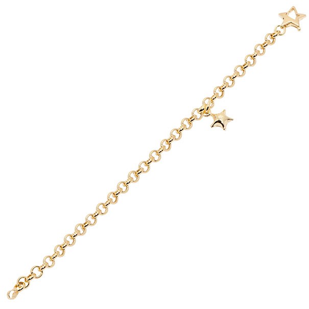 Pulseira em Ouro 18k Elo Português Berloque com Fecho Estrela 19cm - 4.30g