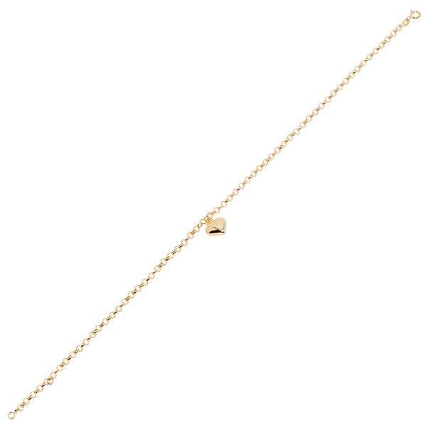 Tornozeleira em Ouro 18k Elo Português com Berloque Coração - 2.50g