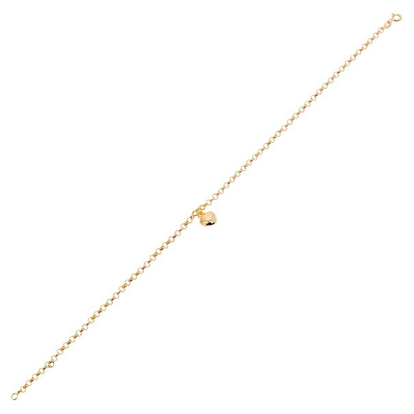 Tornozeleira em Ouro 18k Elo Português com Berloque Coração - 2.40g