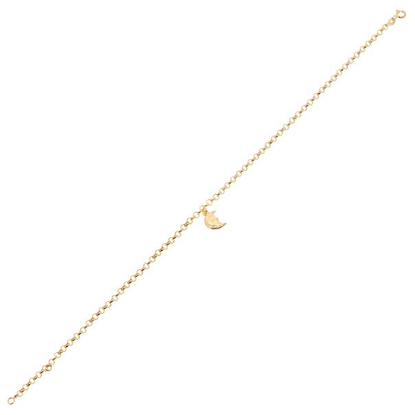 Tornozeleira em Ouro 18k Elo Português com Berloque Lua - 2.40g