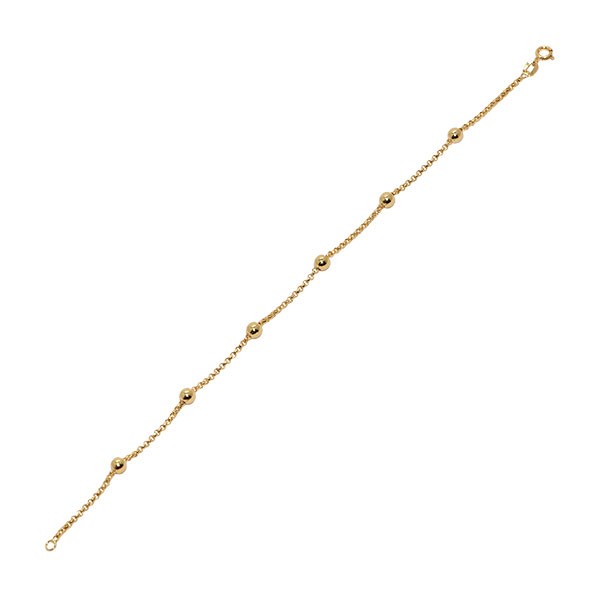 Pulseira em Ouro 18k Elo Português com Bolinhas 4mm 19cm - 1.80g