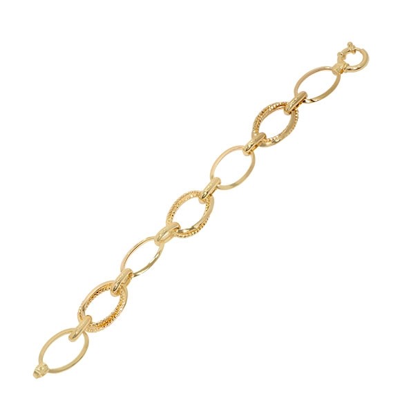 Pulseira em Ouro 18k  com Elos Ovais Trabalhados/Polidos 19cm - 11.30g