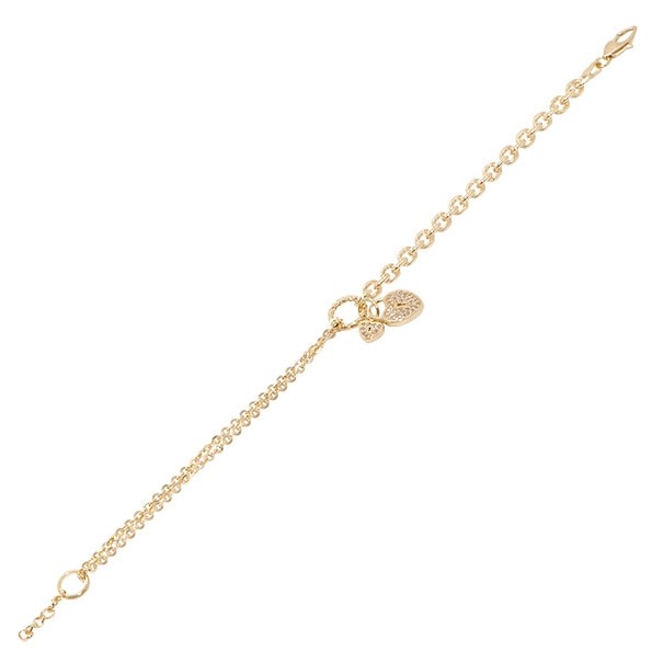 Pulseira em Ouro 18k 1/2 Bailarina 1/2 Cartie Berloque Coração Cravejado com Zircônias 18cm - 5.10g