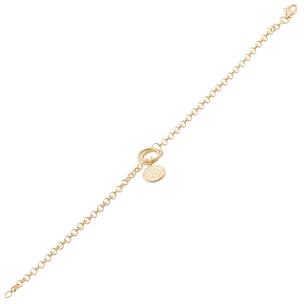 Pulseira em Ouro 18k Elo Português com Medalha São Bento 18cm - 2.40g