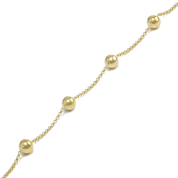 Pulseira Elo Português 18cm Com Bola 5mm - 1.70gr