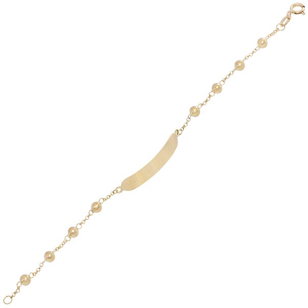 Pulseira Infantil Chapinha Elo Português 13cm com Bolinhas 3mm  - 1.20g 