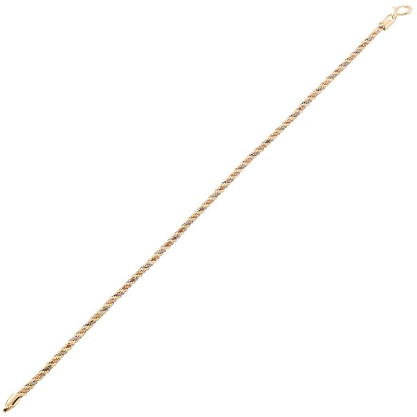Pulseira em Ouro 18k Cordão Baiano Tricolor 19cm - 2.60g