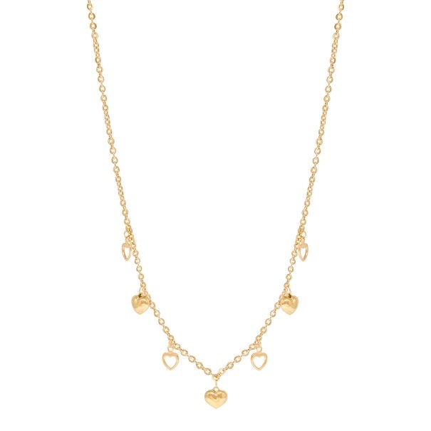 Corrente em Ouro 18k Choker Bailarina Corações 35cm com Extensor- 4.10g