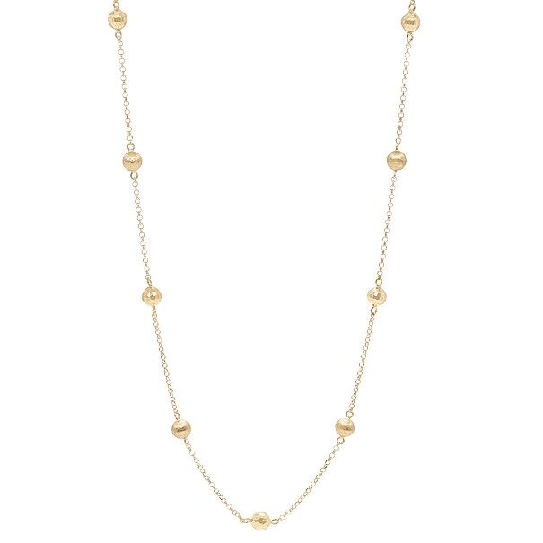 Corrente em Ouro 18k Elo Português com Bolinhas 5mm Fosca/Polida 45cm - 3.80gr 