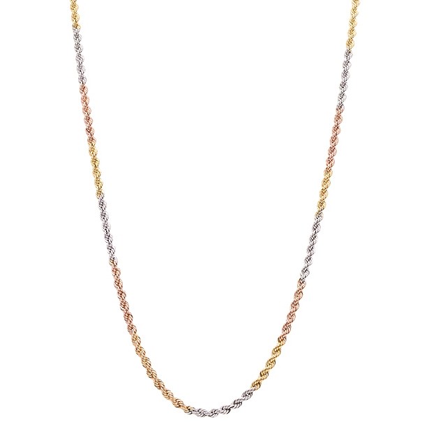 Corrente em Ouro 18k Cordão Laser Tricolor 50cm - 5.00g