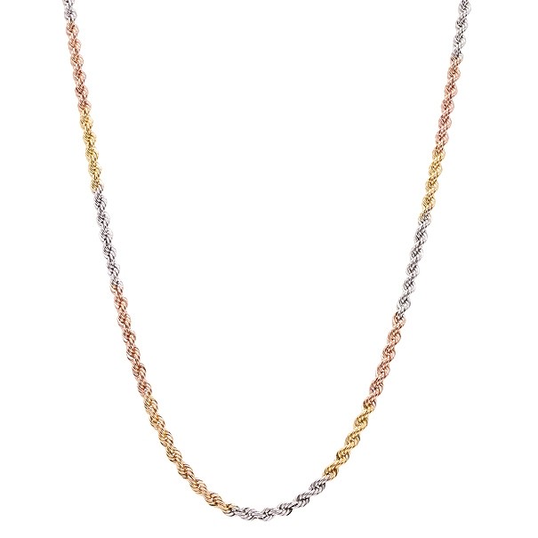 Corrente em Ouro 18k Cordão Laser Tricolor 40cm - 4.20g