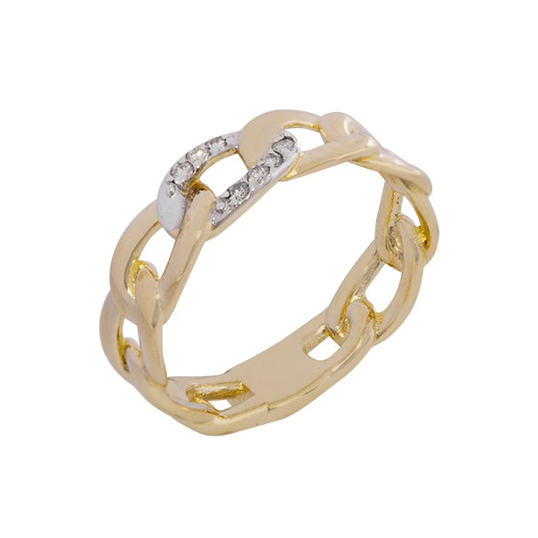 Anel em Ouro 18k Groumet Polido com 7 Diamantes 