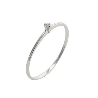 Anel em Ouro Branco 18k Solitário com 1 Diamante 2 Ponto