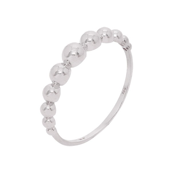 Anel em Ouro Branco 18k Bolinhas Polidas