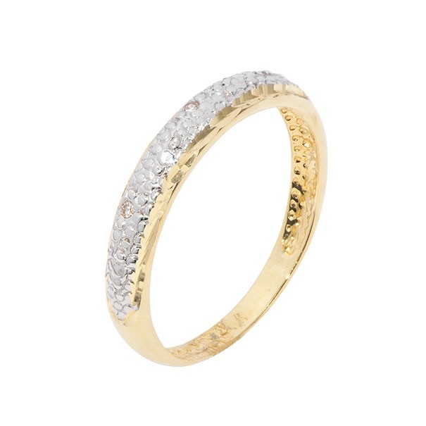 Anel em Ouro 18k Versátil Pavê com 3 Brilhantes