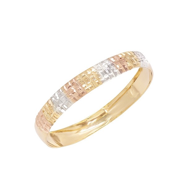 Anel em Ouro 18k Aparador Tricolor Diamantado