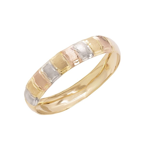 Anel em Ouro 18k Aparador Gomos Tricolor Fosco/Polido
