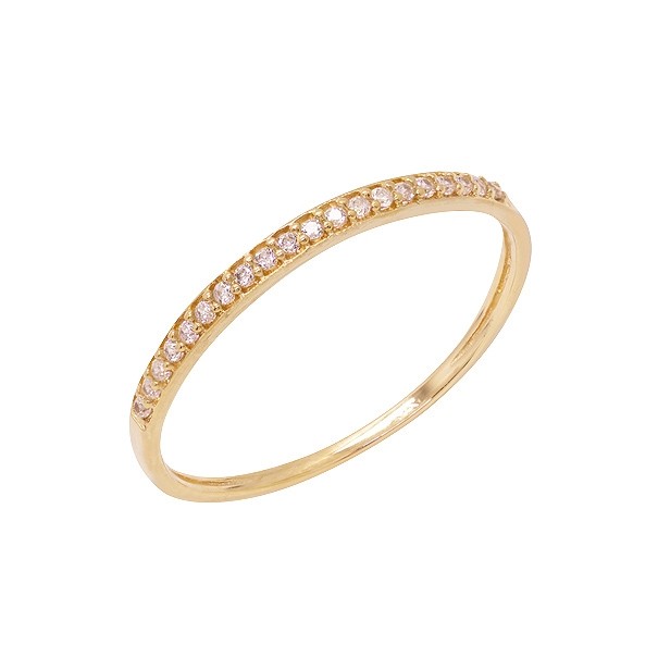 Anel em Ouro 18K Aparador Fino Cravejado com Zircônias Branca
