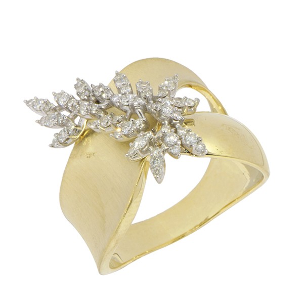 Anel Nice Bicolor Fosco/Polido com 57 Diamantes