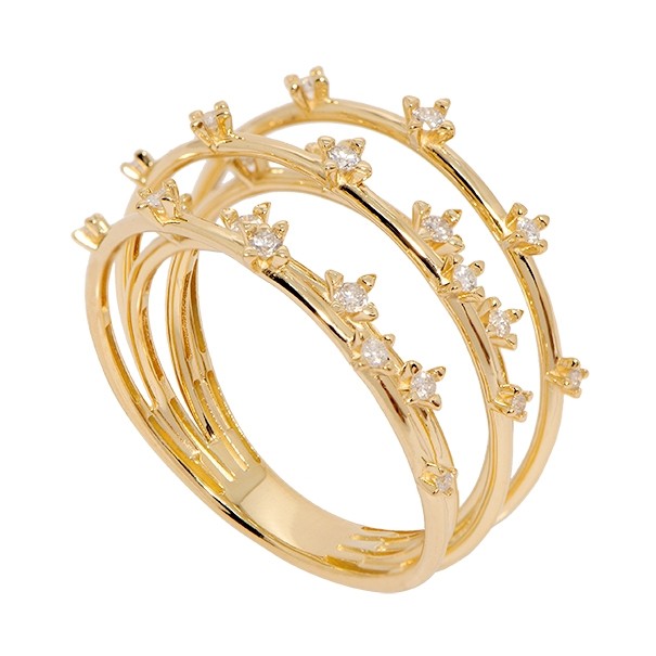 Anel em Ouro 18k Belize 5 Fios com 23 Brilhantes 