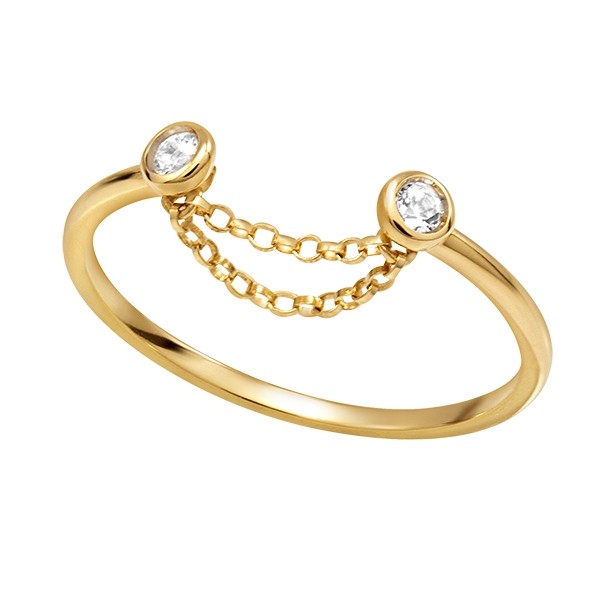 Anel em Ouro 18k Arcus Polido com 2 Topázio Branco