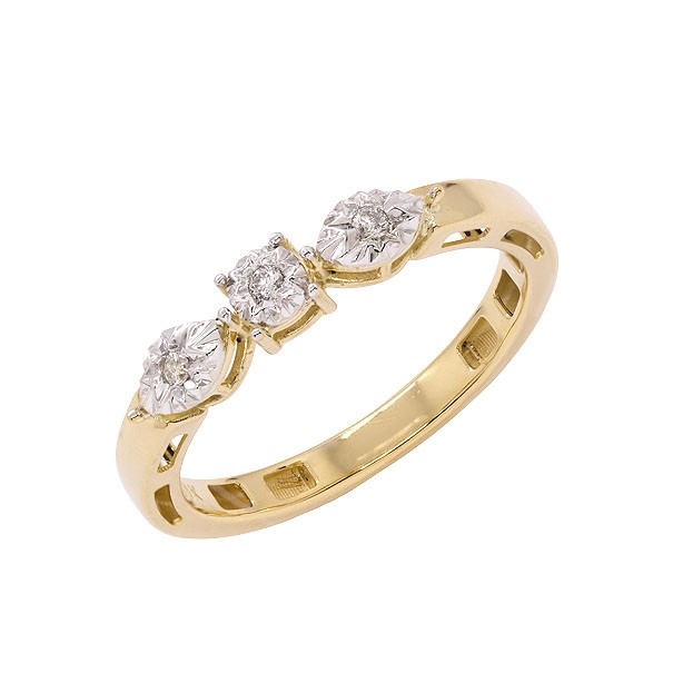 Anel em Ouro 18k Leveza Bicolor Polido com 3 Brilhantes 