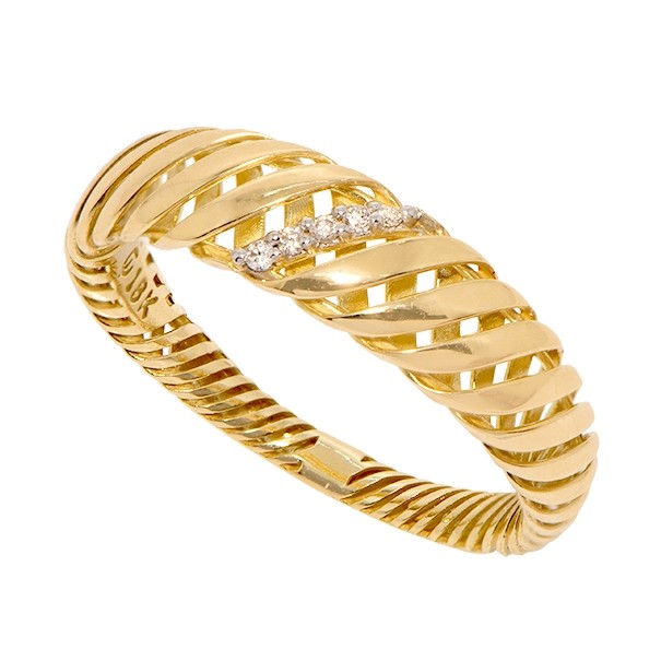 Anel em Ouro 18k Lumina Polido com 5 Brilhantes