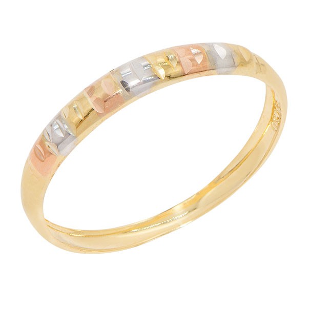 Anel em Ouro 18k Aparador Fino Tricolor Polido