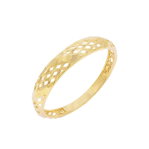 Anel em Ouro 18k Aparador Abaulado Diamantado 