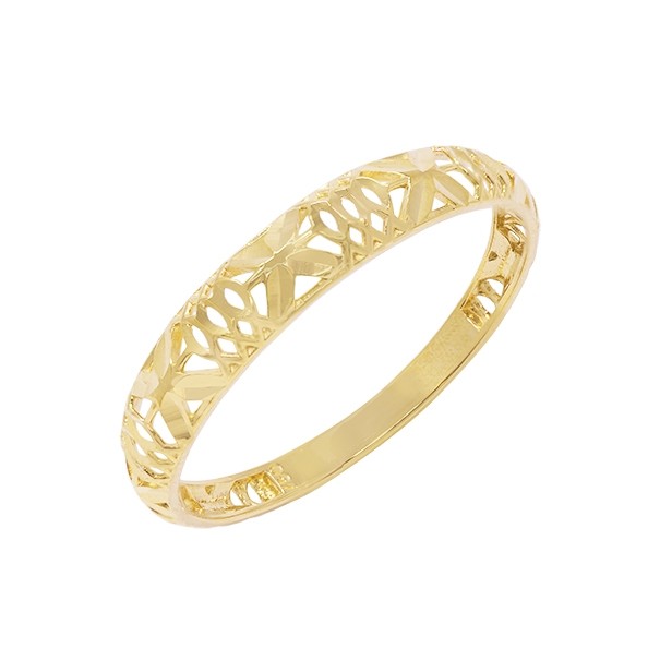Anel em Ouro 18k Aparador Vazado Fios Diamantado	