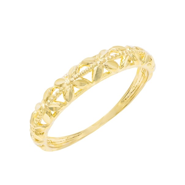 Anel em Ouro 18k Aparador Vazado Florzinhas Polidas 