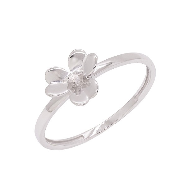 Anel em Ouro Branco 18k Florzinha com 1 Brilhante