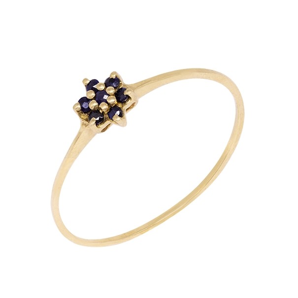 Anel em Ouro 18k Chuveiro Flor com 7 Safiras