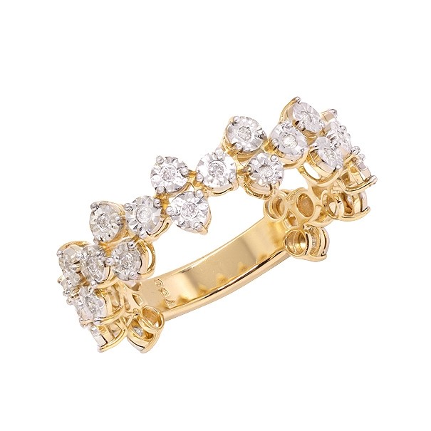 Anel em Ouro 18k  Bicolor com 35 Diamantes 