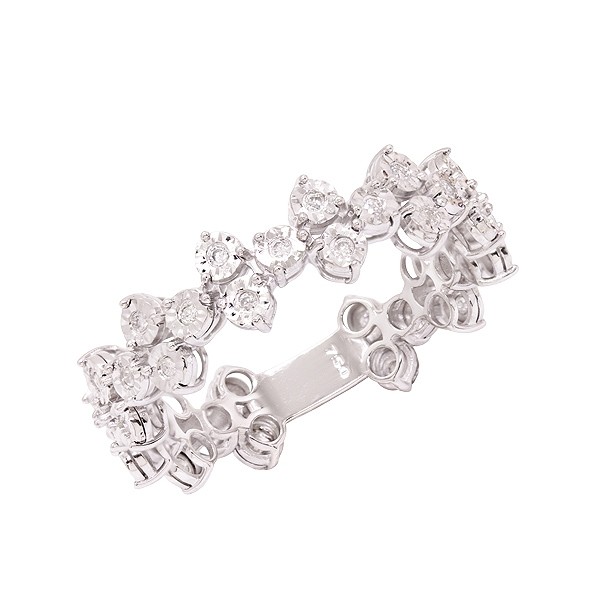 Anel em Ouro Branco 18k com 35 Diamantes 
