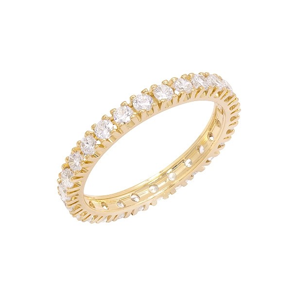 Aliança em Ouro 18K Inteira com Zircônias Branca