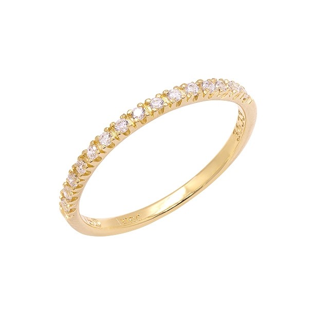 Meia Aliança em Ouro 18K com Zircônias Branca 1.30mm