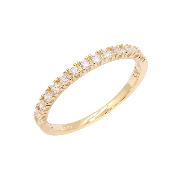 Meia Aliança em Ouro 18K com Zircônias Branca 1.75mm