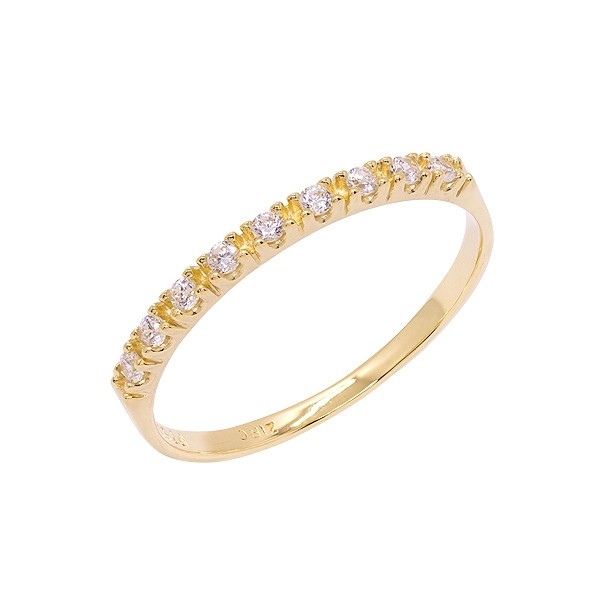 Meia Aliança em Ouro 18K com Zircônias Branca 1.50mm