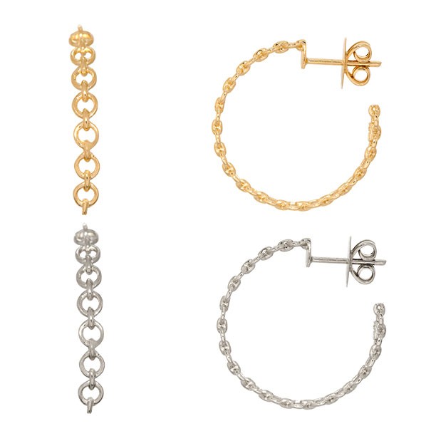 Brinco em Ouro 18k Argola Elos Ovais Polidos