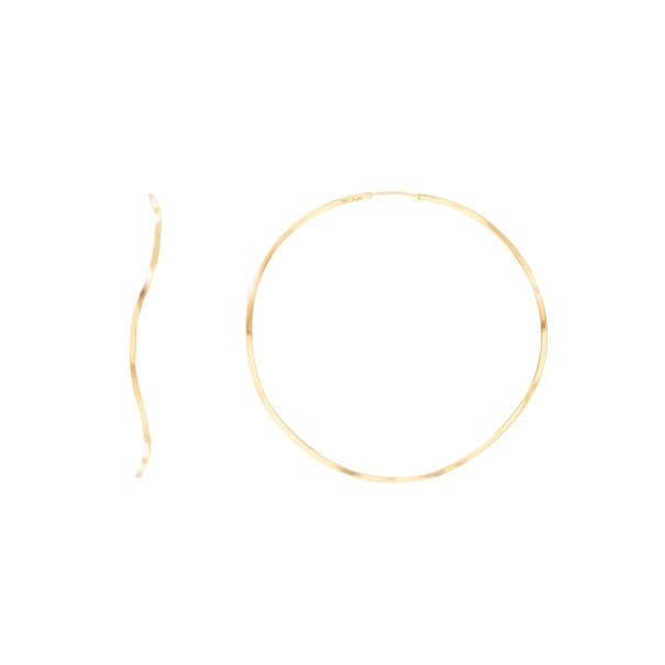 Brinco em Ouro 18k Argola Ondulada Fio 1.30mm Polida - GG