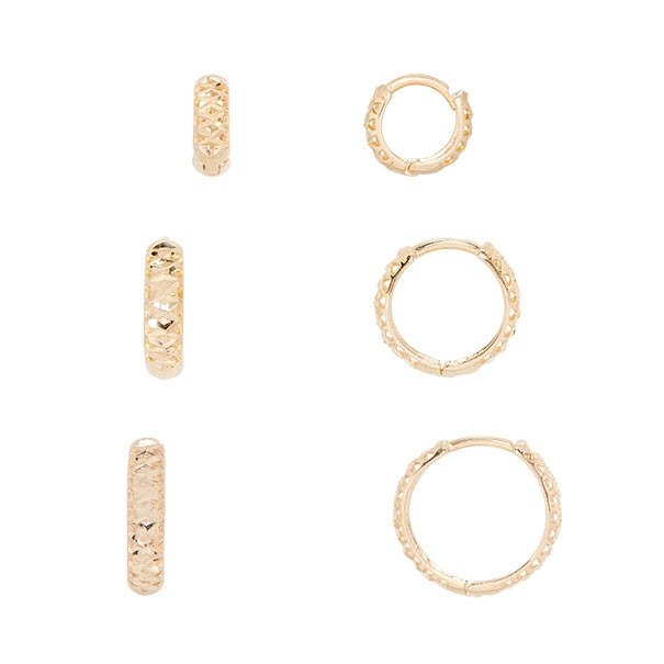 Brinco em Ouro 18k Argola Diamantada P, M e G   